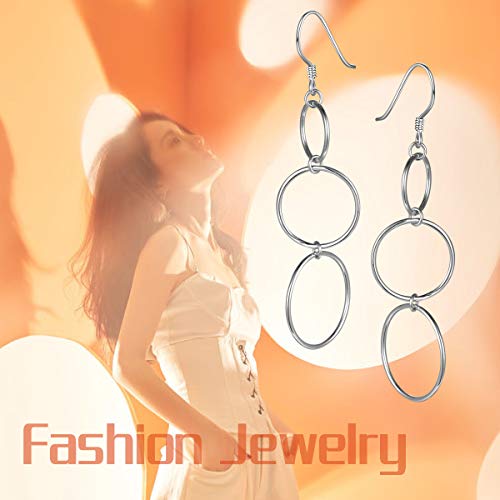 S925 Sterling Silver Long Hoop Circle Dangle Drop Earrings for Women4