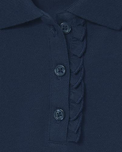 The Children's Place girls Short Sleeve Ruffle Pique Polo Shirt, Tidal/White 4 Pack, Medium US2