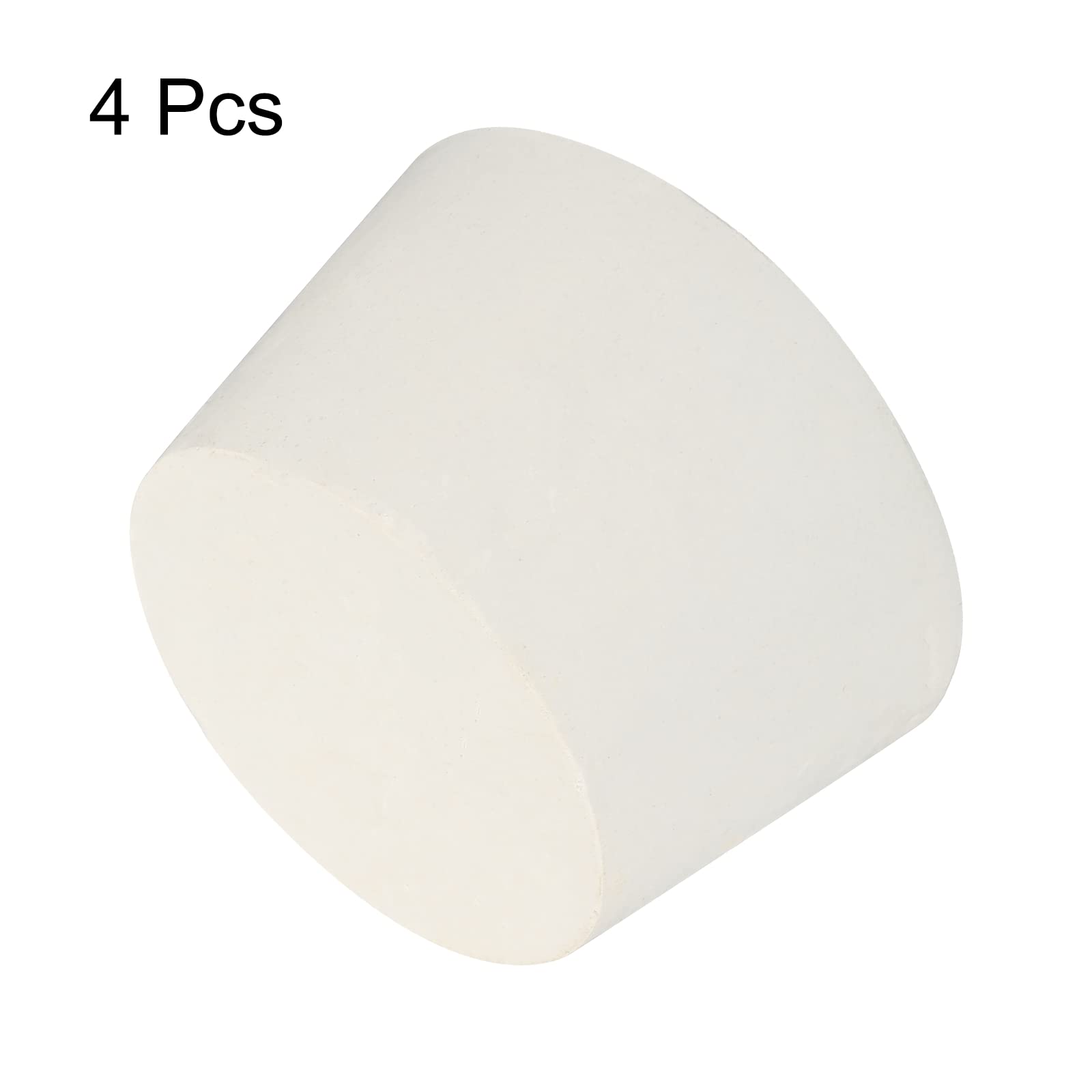 sourcing map Tapón cónico de goma de 51 mm a 62 mm, tubo de ensayo sólido, color blanco, 4 piezas