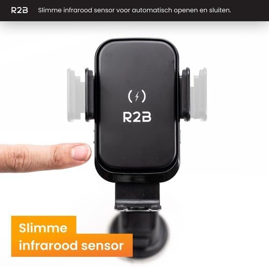 Finger activating the infrared sensor on the R2B phone holder