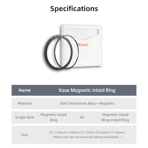 Anillo Adaptador Magnético de Rosca Kase 77 mm, Anillos Adaptadores Magnéticos a Roscados para Lentes de Cámara, Perfil Ultra Delgado de 3,4 mm, Diseño de Desenganche Rápido, Compatible con Filtros UV, CPL y ND miniatura 6