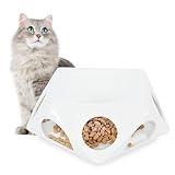 Ceramic Slow Feeder Cat Bowls Fun Interactive Feeder,Healthy Slow Feeder for Cat (White)
