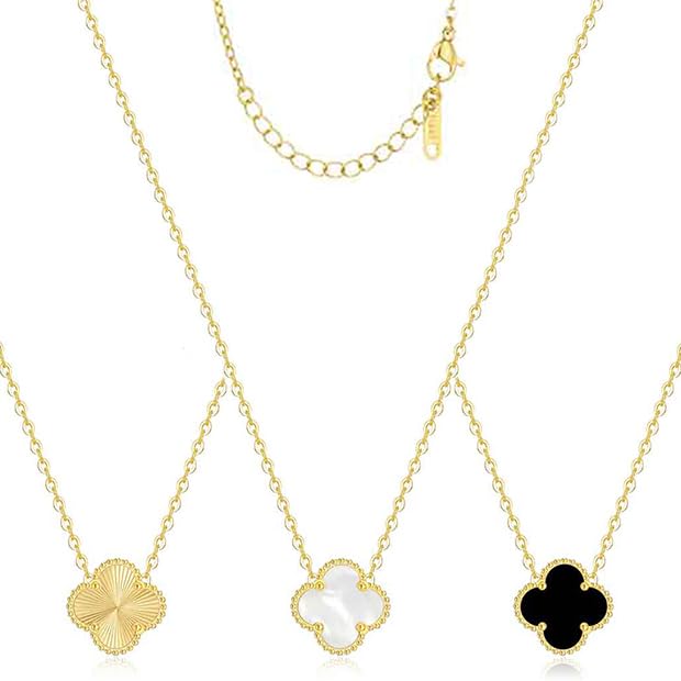 AURERY Black Gold Clover Necklace