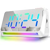 [Mirror] Super Loud Alarm Clock for Bedroom, Heavy Sleepers, Adults | Dynamic RGB Color Changing Clo