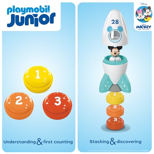 PLAYMOBIL JUNIOR & Disney | Micky Maus Raketen- & Weltraumabenteuer | Nachhaltiges Spielzeug ab 1 Jahr | Geschenk für Kleinkinder | Fördert Fantasie & erstes Lernen | 71771