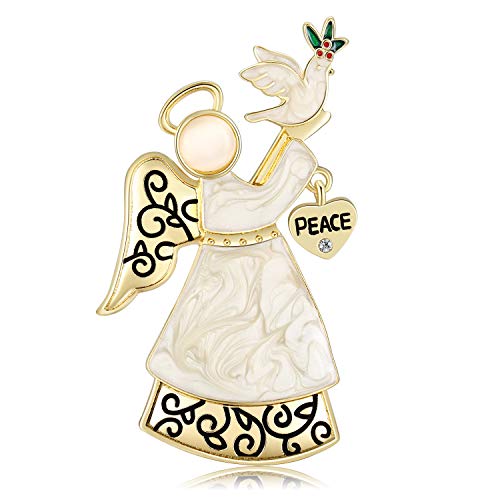 Giuesytic Vintage Guardian Angel Pin Christmas Brooches for Women Gifts Winter Party Decorations with Message Card & Box