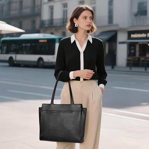 Image of befen Genuine Leather Tote Bag for Women Work, Women's Tote Handbags Leather Shoulder Purses Satchel with Compartment