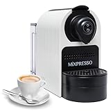 Mixpresso White Espresso Coffee Machine – Compact 1400W Single Serve Coffee Maker Compatible with Nespresso OriginalLine Capsules, One-Touch Operation, 19-Bar Italian Pump, 27oz Water Tank