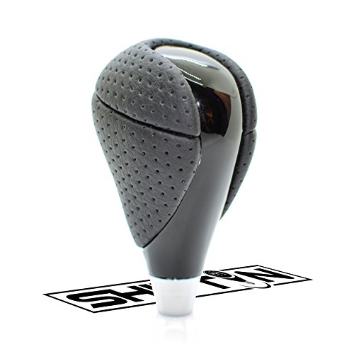 SHIFTIN Piano Black Wood Gear Shift Knob Stick Shifter for Lexus ES300h ES350 GS300 GS350 GS430 GS450h GS460 is-F IS250 IS300 IS350 LS460 LS600h RX350 RX450h (Punched Black Leather/Piano Black)