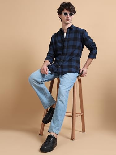 Image of StitchX Men's Slim Fit Brushed Cotton Buffalo Checkered Shirt
