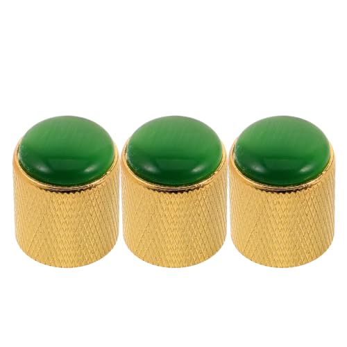 Boutons de potentiomètre métalliques verts œil de chat en métal brossé pour guitare