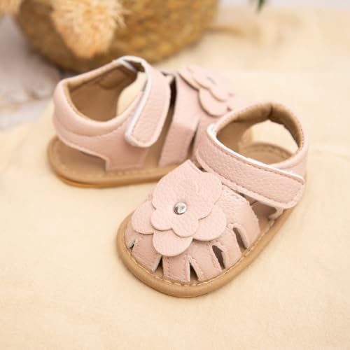 Image of Babelvit Infant Baby Girl Boy Sandals Comfort Premium Summer Outdoor Casual Beach Shoes with Flower Bowknot Anti Slip Rubber Sole Newborn Toddler Prewalker First Walking Shoes