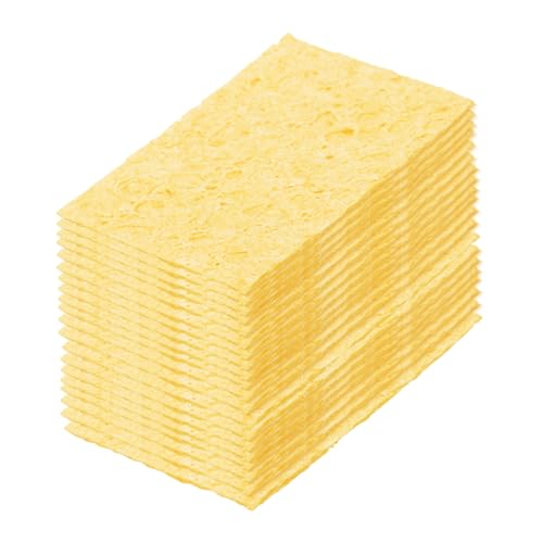Image of MECCANIXITY 25PCS Soldering Sponge 50 x 35mm Rectangle Deep Yellow Cleaning Pad Welding Tip Iron Replacement for Cleaning Soldering Iron 1mm Natural Thickness 6mm Water Absorption Thickness