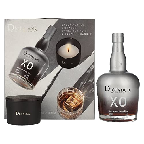 Dictador XO INSOLENT Colombian Aged Rum 40% Vol. 0,7l in Geschenkbox mit Kerze Cover