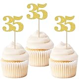 30 PCS Number 35 Cupcake Toppers Glitter Cheers to 35 years Old Birthday Cupcake Picks 35th Birthday Wedding Anniversary Party Cake Decorations...