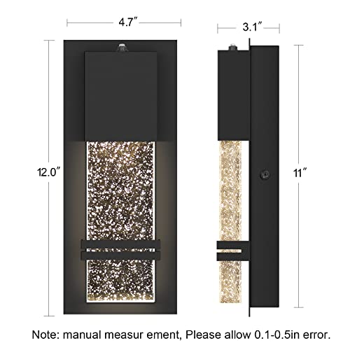 PARTPHONER LED Dusk to Dawn Outdoor Light Fixture Exterior Wall Sconces Porch Light 2 Pack Outside Wall Lights with Crystal Bubble Glass 12W Lumen 3000K for Doorway Garden Hallway Patio Living Room by PARTPHONER - Used condition - Image 4