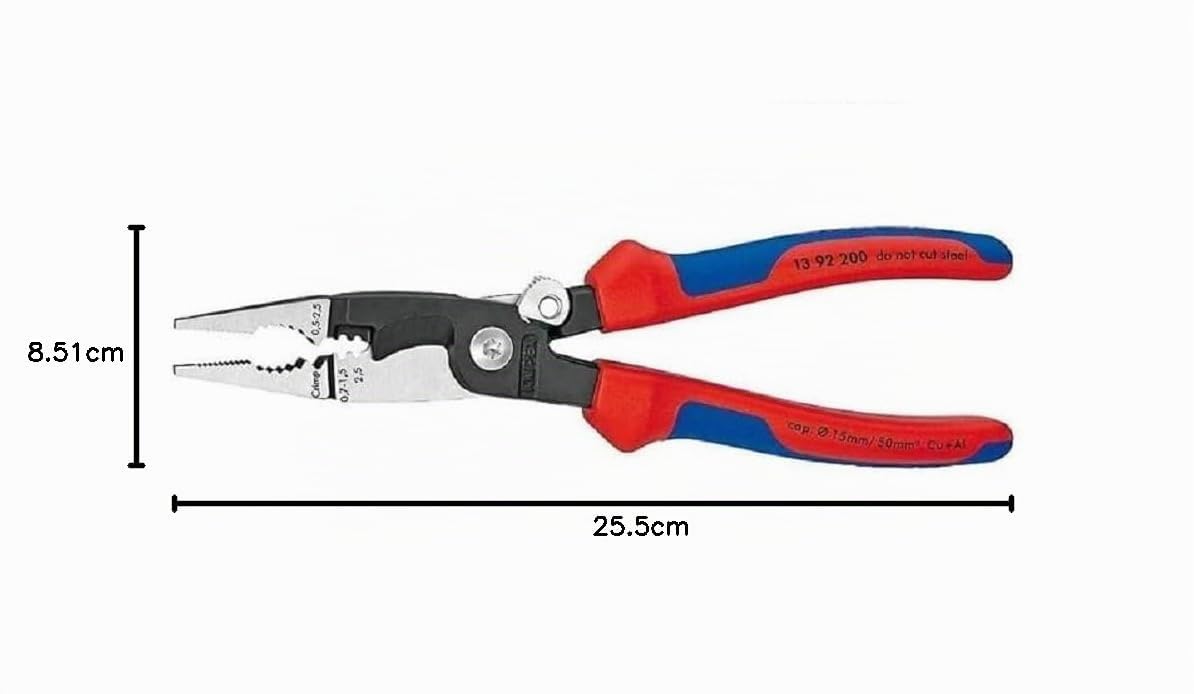 KNIPEX Alicate para instalaciones eléctricas con cartulinas autoservicio con mangos multicomponente 200 mm, 13 92 200 SB