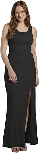 David's Bridal Mesh Cowl Neck Ruched A-Line Dress, Women's Size M, Black