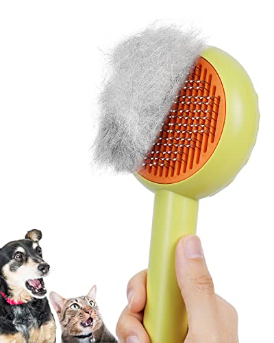 Hicc Groom! Pet Grooming Brush For Cats And Dogs, Self-Cleaning Sliker Brush For Removes Mats, Tangles, And Loose Hair, Shedding Brush For Short Or Long Haired Cats/Dogs (Donut) #TOP26