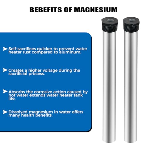 Image of 2 Pack RV Water Heater Anode Rods, 9.25 inch x 3 /4 inch NPT Magnesium RV Anode Rod Replacement for Mor-Flo and 232767 Suburban Water Heater Tanks Come with Dual Hex Wrench & Tape