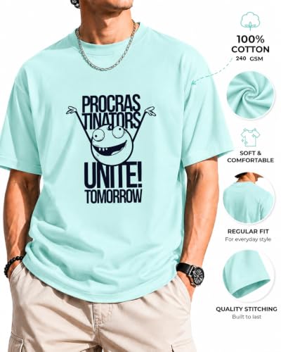 Image of Vastrio Unisex Procrastinators Unite Graphic Regular Fit Cotton T-Shirt