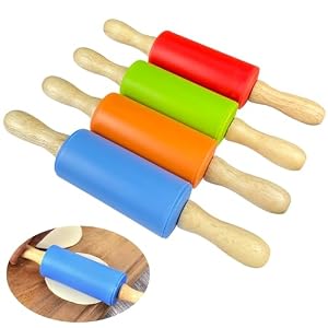4 Pezzi Mattarello Bambini, 22cm Mattarello Piccolo, Mattarello Silicone, Riutilizzabile Mattarello, Mattarelli Piccoli per Bambini Adatto per Cucina Interazione Persona Lezioni Cucina (4 Colori)