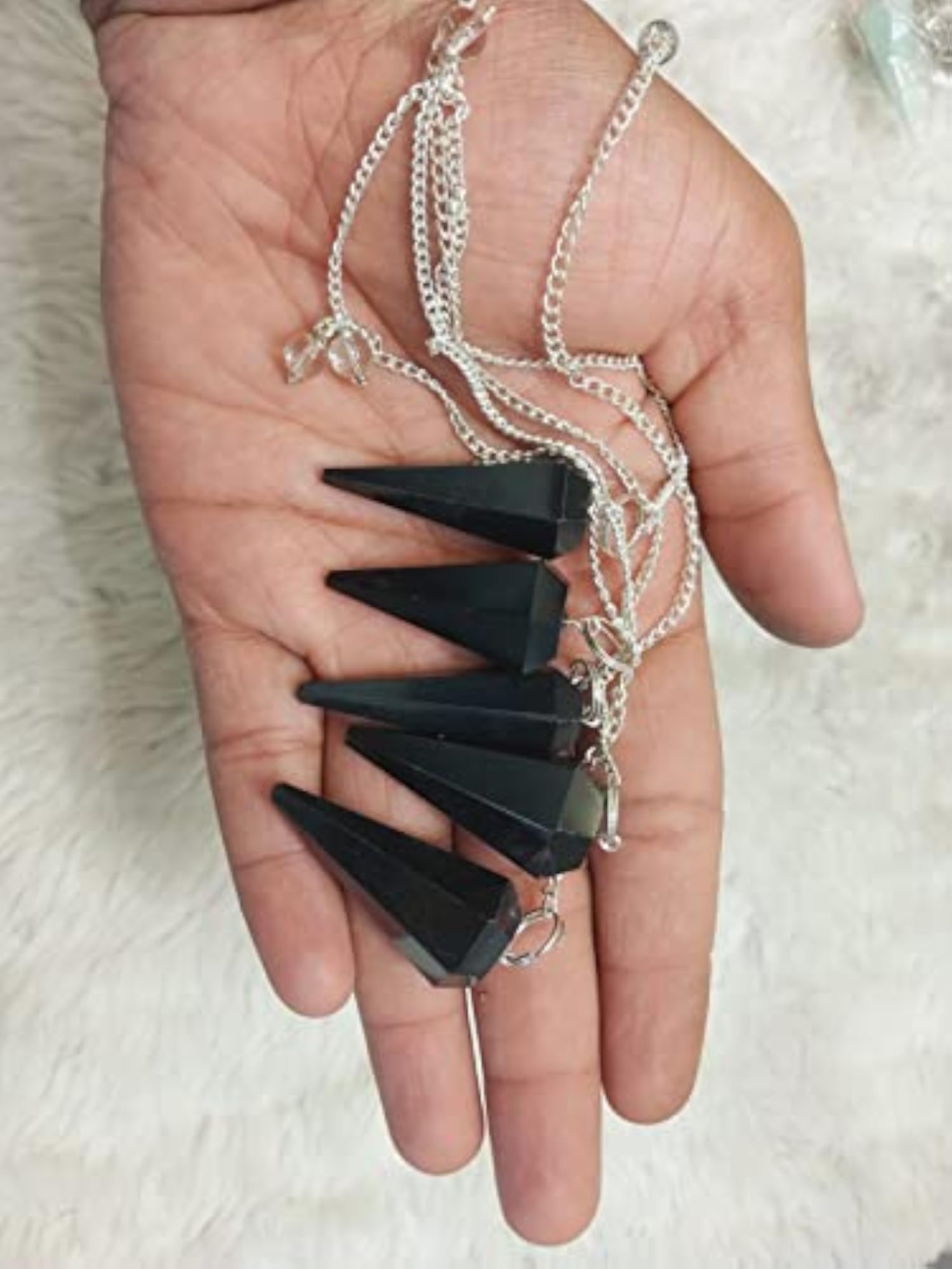 Natural Black Obsidian Pendant, Pack of Five, Unisex