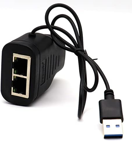 LOKEKE RJ45 Network Splitter Adapter, RJ45 1 to 2 LAN Ethernet Network Adapter Converter with USB Power Cable Cord for Cat6 / Cat7