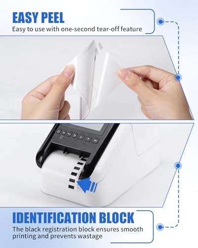 QL-800 Labels Replace for Brother DK-1201 for QL 1060N QL 1110NWB QL-810W QL-710W QL-700 Label Rolls 29mm X 90mm (1.1\" x 3.5\"), Die-Cut DK Address Label, Barcode & All Purpose,10 Rolls with 1 Frame