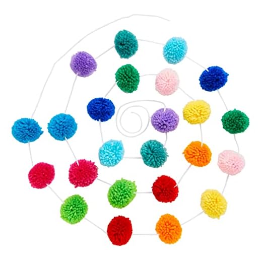 Blue Panda Happy Birthday Wool Pom Pom Garland - 10 ft, 24 Balls, Multi-Color - Party Decoration & Bulletin Board