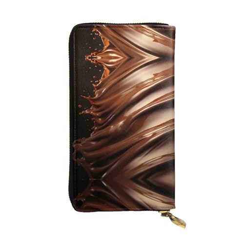 Cartera para tarjetas y llaves de cuero con patrón de chocolates de 19 cm