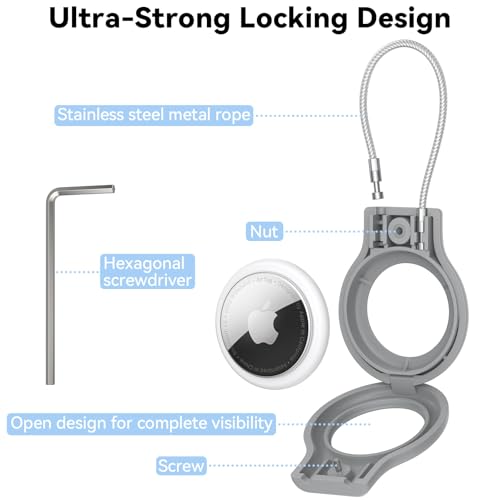Image of Meliya Airtag Holder for Apple AirTag Secure Holder with Wire Cable, 1 Pack Air Tag Lock Case Keychain Key Ring Key Chain Luggage Tag for Keys, Luggage & More (Black)