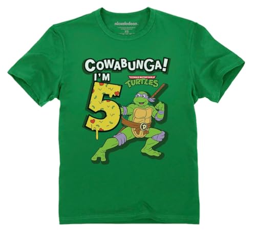TMNT Party Tee for Boys - Cowabunga Ninja Turtles Pizza Shirt Gift for 4th, 5th, 6th Birthday Toddler Kids