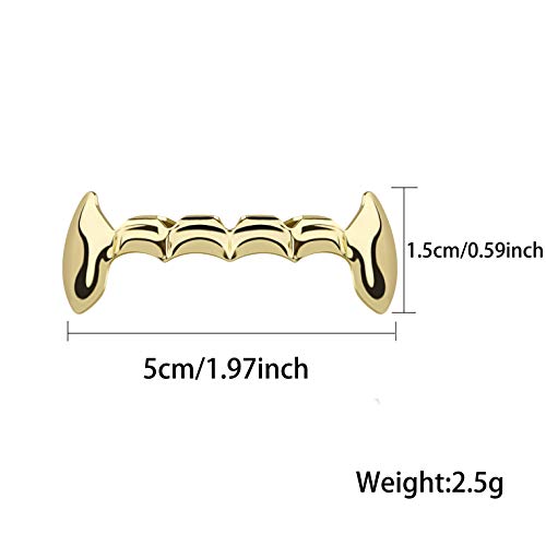 TOPGRILLZ Bottom Vampire Teeth Grills - 18K Gold Plated Slug Fang Grillz for Men & Women - Hip Hop Rapper Costume2