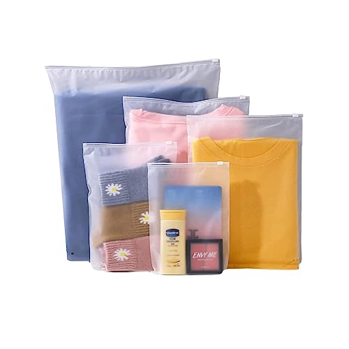 ibforcty Frosted Resealable Bag, 24pcs Plastic Hospital Bags Maternity Essentials Travel Clothes Storage Bags Waterproof Luggage Organiser Pouch for Clothes, Shoes, Cosmetics (5 Size Mixing)