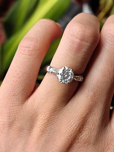 DovEggs Moissanite Engagement Rings for Women,Moissanite Wedding Rings, 1.5ct 7.5mm G-H-I Color Heart Arrows Cut Moissanite Lab Grown Diamond Solitaire 14K Gold QUALITY Sterling Silver3