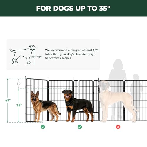 Image of FXW Rollick Unleashed Dog Playpen for Indoor, Yard, RV Camping, 45 inch 16 Panels Dog Pen with RV Step Grid for Large Dogs, Black│Patented