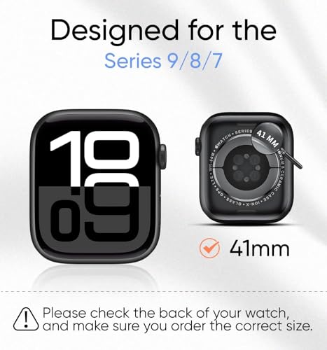 MAGIC JOHN Displayschutzfolie für Apple Watch Serie 9/8/7, 41 mm, automatische Ausrichtungstechnologie, selbstheilende, flexible TPU-Folie für iWatch Serie 9/8/7, HD, transparent, kratzfest,