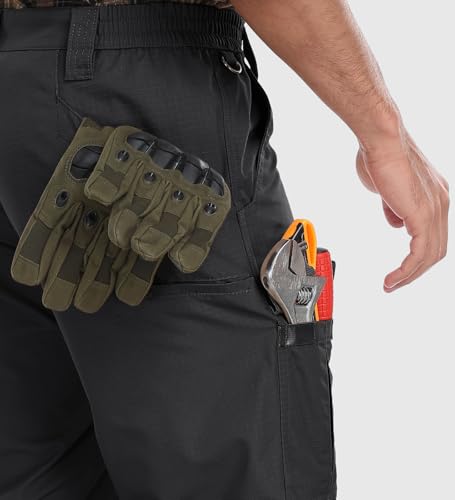 Image of Mens Cargo Work Pants Durable Ripstop Tactical Pants with 7 Pockets Outdoor Water Resistant Hiking Woking Construction Pants