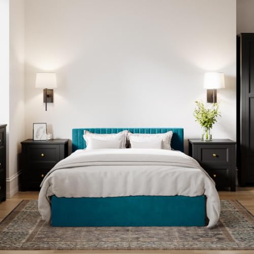 Berlin Ottoman Bed Frame with Gas Lift Storage | Single, Double, King Size, Superking Size (Teal, Double 4FT6)