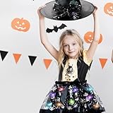 WFKKMEQ Witch Costume for Girls, Halloween Fancy Dress Costume Set with Witch Hat, LEDTuTu Skirt and LED Broom Witchs Cosplay Outfit Accessories for Kids Carnival Halloween Party Dress up Cosplay - Image 8