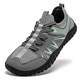 HOBIBEAR Barefoot Shoes for Women Men Slip On Walking Sneakers Grey/Green, 12.5 Wide Women/11.5 Wide Men