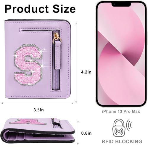 Image of Birthday Gifts for Teen Girl Kids Wallet Girl Wallets Small Initial Rfid Wallet Teen Girls Gift Preppy Stuff for Girls Purple S
