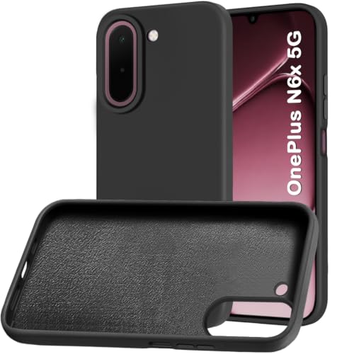 Image of TheGiftKart Liquid Silicon Back Cover Case for OnePlus N6X 5G | Total Camera Protection | Micro-Fibre Lining Inside | Shockproof Back Cover Case for OnePlus N6X 5G (Silicone, Black)