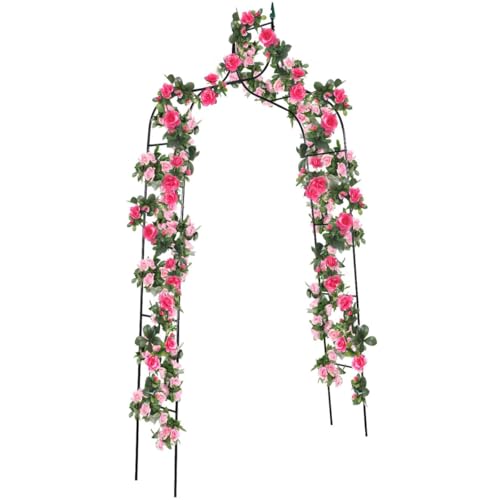 COSTWAY Garden Arch with Metal Frame, Decoration Trellis Stand for Rose Vines Climbing Plant, Wide Patio Arbour for Walkway Path Lawn Backyard Party Ceremony Wedding (Iron, 125x38x287cm)