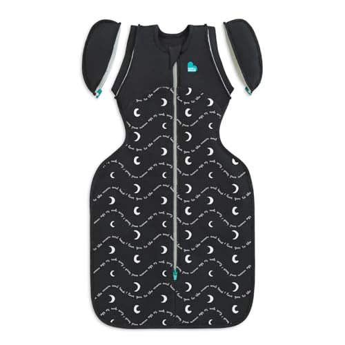 Image of Love to Dream Transition Bag 1.5T Stretch Cotton Fleece, Medium (6-8.5kg) Stage 2, Soft & Comfortable, Ideal for Baby's Sleep Routine, Moon & Back, Charcoal
