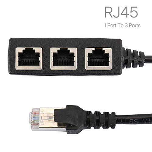 Image of RJ45 Ethernet Splitter Cable,RJ45 1 Male to 3 x Female LAN Ethernet Splitter Adapter Cable Suitable Super Cat5, Cat5e, Cat6, Cat7 LAN Ethernet Socket Connector Adapter
