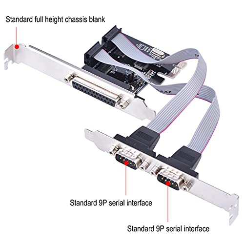 Estink PCIE to Dual Serial Ports and Parallel Port Adapter Card 2 DB9 RS232 1 DB25 LPT for Desktop with PCI Express x1 Slot Support - Thumbnail 2