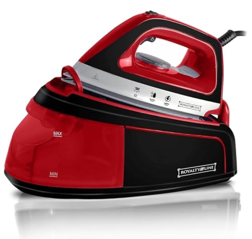 ROYALTY LINE, Centrale Vapeur 2300W Rouge RLDBST2300W1-RED, Capacité 1200ml, Semelle en Céramique, Vapeur Verticale, 5 Programmes, Température Réglable, Idéale pour...