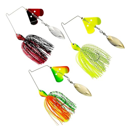 Topwater Buzzbait Bass Fishing Lure 1/2oz-3 Colors | Multi-Color High-Noise Surface Spinnerbaits with 5X Reinforced Hooks, Anti-Shedding Barb & Fast-Spin Blades for Bass, Pike & Saltwater Monsters